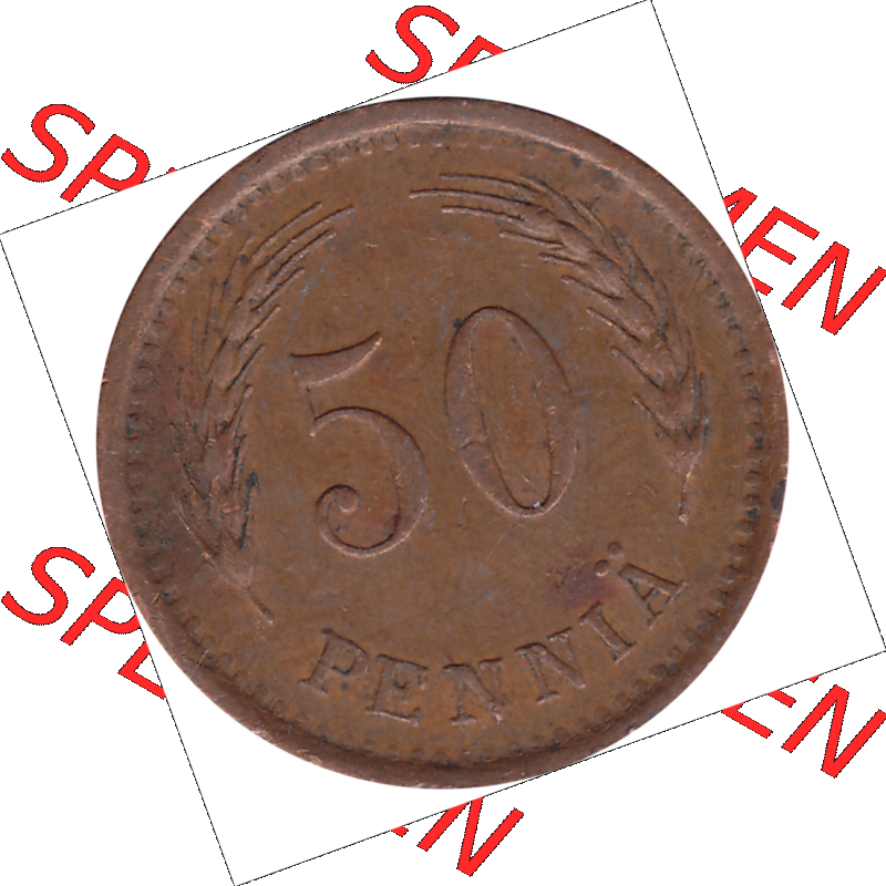 Münze Finnland / SUOMI Umlaufmünzen Sammlung in PNG 1940-1943, 50 Penny, Penniä, Kupfer 1941-1 (6) - Digital Münzen-Bildmaterial einer Münze aus... Sammlung