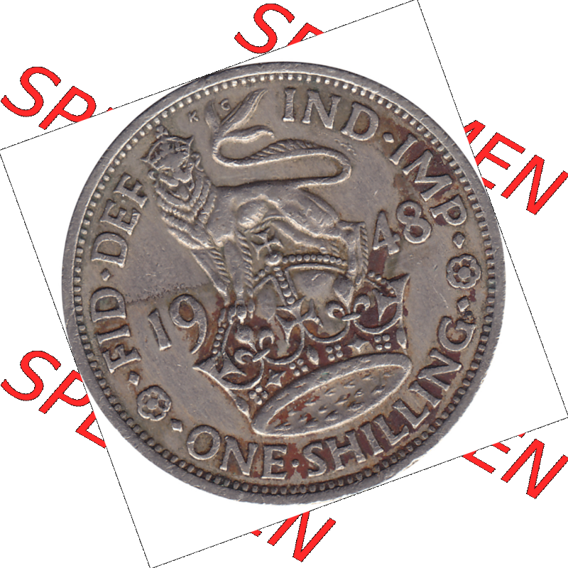 Münzen Großbritannien Umlaufmünzen Sammlung in PNG 1947-1948, 1 One Schilling - One Shilling, 1948-04 Stehender gekrönter Löwe auf Krone (6) - Digitales... Sammlung
