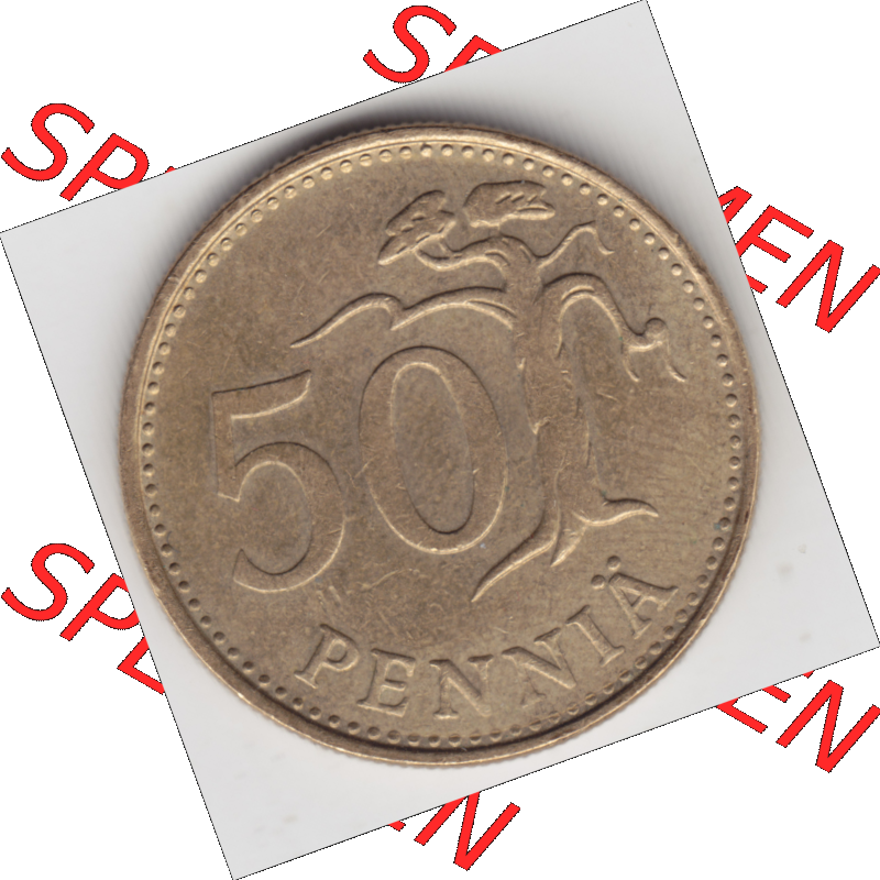 Münze Finnland / SUOMI Umlaufmünzen Sammlung in PNG 1963-1990, 50 Penniä (1) - Digital Münzen-Bildmaterial einer Münze aus Finnland in farbige mit einen Scanner... Sammlung