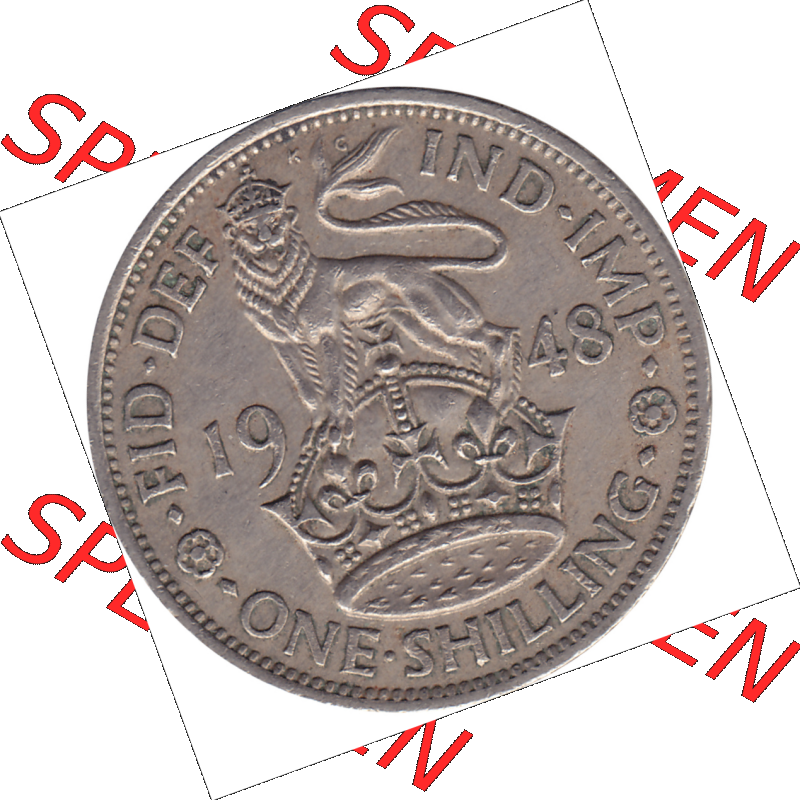 Münzen Großbritannien Umlaufmünzen Sammlung in PNG 1947-1948, 1 One Schilling - One Shilling, 1948-06 Stehender gekrönter Löwe auf Krone (6) - Digitales... Sammlung