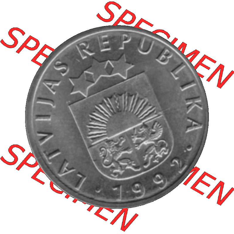 Alte Münze Lettland Umlaufmünze 1992-2008, 10 Santimu 1992-01, VS Staatswappen, RS. Wert-Zahl Graustufen. Vorderseite in Graustufen der Münze aus Lettland... Sammlung