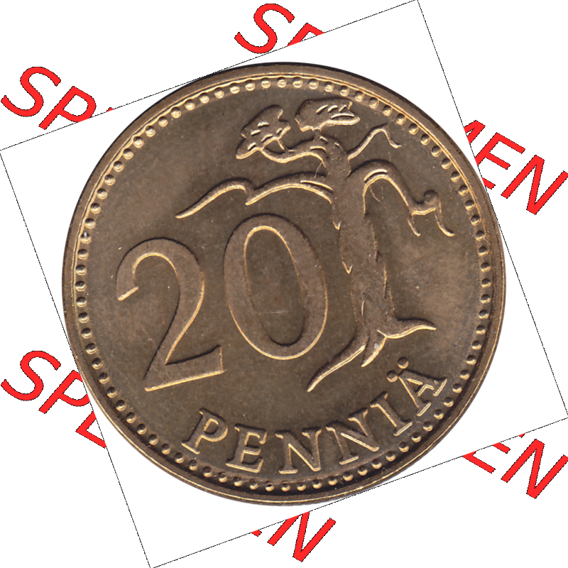 Münze Finnland / SUOMI Umlaufmünzen Sammlung in PNG 1963-1990, 20 Penny, 1978-1 (6) - Digital Münzen-Bildmaterial einer Münze aus Finnland in farbige mit einen... Sammlung
