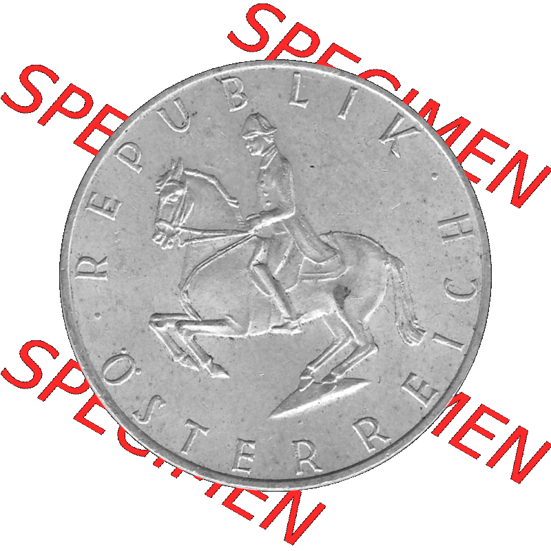 Alte Münze 5 / Fünf Schilling Österreich in s/w Schwarzweiß bzw. Graustufen Farbgebung von Scanner transparenten PNG 1960-1968, 5 Fünf Schilling 1966-01,... Sammlung