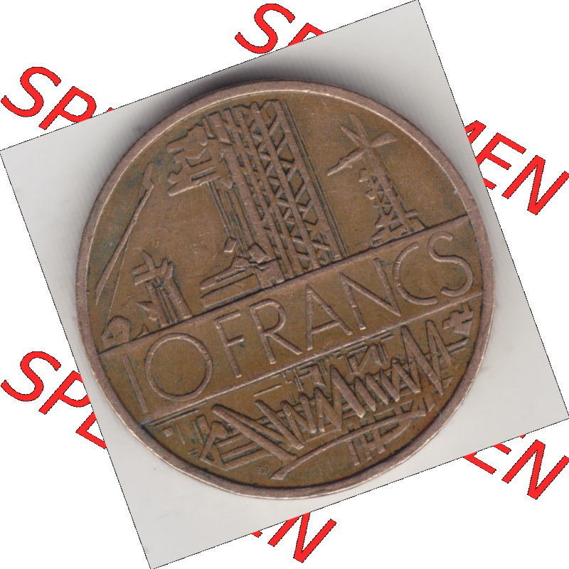 Münze Frankreich Umlaufmünzen Sammlung in PNG 1974-1987, 10 Franken-Francs 1976 (1) - Digitales Münzen-Bildmaterial einer französischen Francs Münze aus Frankreich... Sammlung