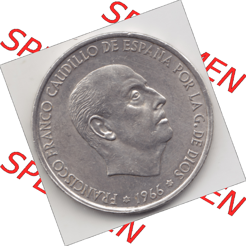 Münze Spanien / España Umlaufmünzen Sammlung in PNG 1966-1966, 100 Peseten Silber (2) - Digitales Münzen-Bildmaterial einer spanischen Münze aus Spanien in... Sammlung