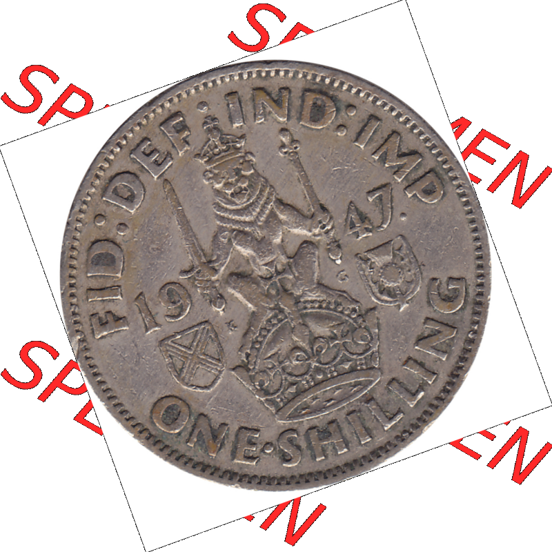 Münzen Großbritannien Umlaufmünzen Sammlung in PNG 1947-1948, 1 One Schilling - One Shilling, 1947-02 Sitzender gekrönter Löwe auf Krone (6) - Digitales... Sammlung
