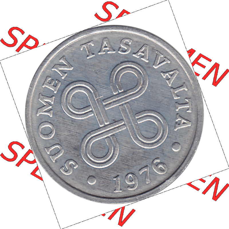 Münze Finnland / SUOMI Umlaufmünzen Sammlung in PNG 1969-1979, 1 Penny, Penni 1976-1, SUOMEN TASAVALTA (5) - Digital Münzen-Bildmaterial einer Münze... Sammlung