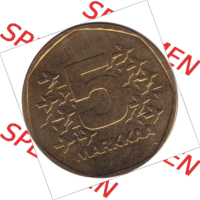 Münze Finnland / SUOMI Umlaufmünzen Sammlung in PNG 1972-1978, 5 Finnische Mark, Markkaa 1976-1, SUOMI FINLAND (6) - Digital Münzen-Bildmaterial einer Münze... Sammlung