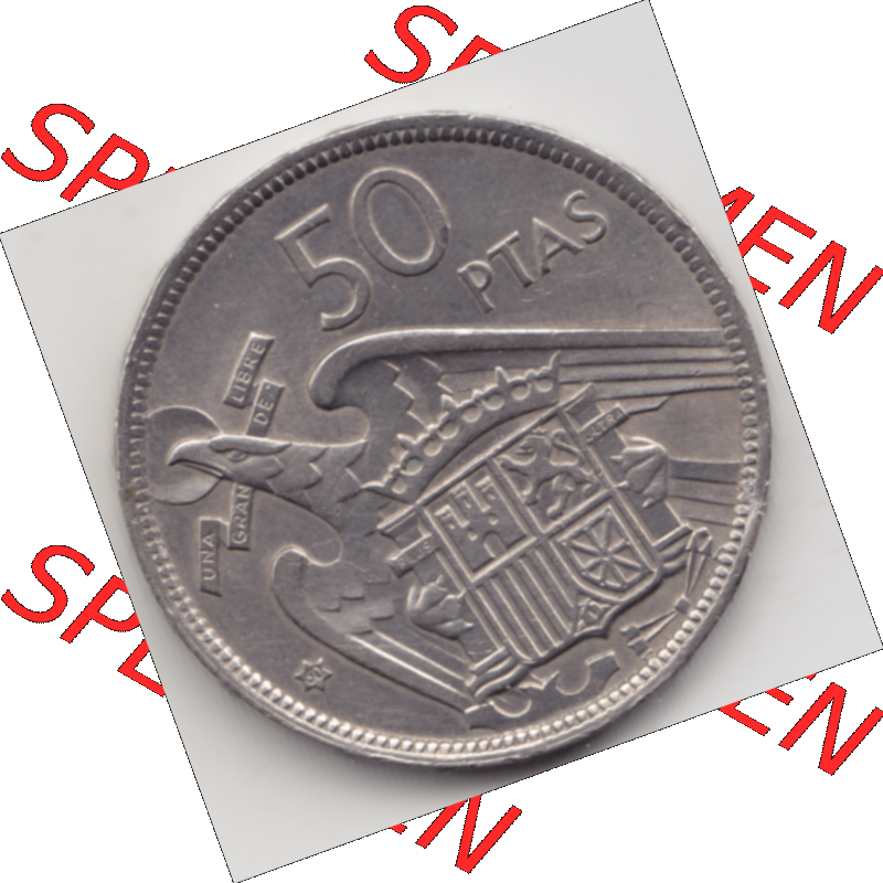 Münze Spanien / España Umlaufmünzen Sammlung in PNG 1957-1957, 50 Peseten 1960 (1) - Digitales Münzen-Bildmaterial einer spanischen Münze aus Spanien in farbige... Sammlung