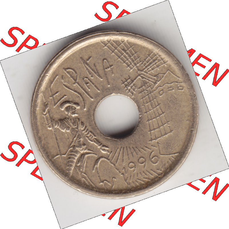 Münze Spanien / España Umlaufmünzen Sammlung in PNG 1996-1996, 25 PTAS - Peseten (2) - Digitales Münzen-Bildmaterial einer spanischen Münze aus Spanien in... Sammlung