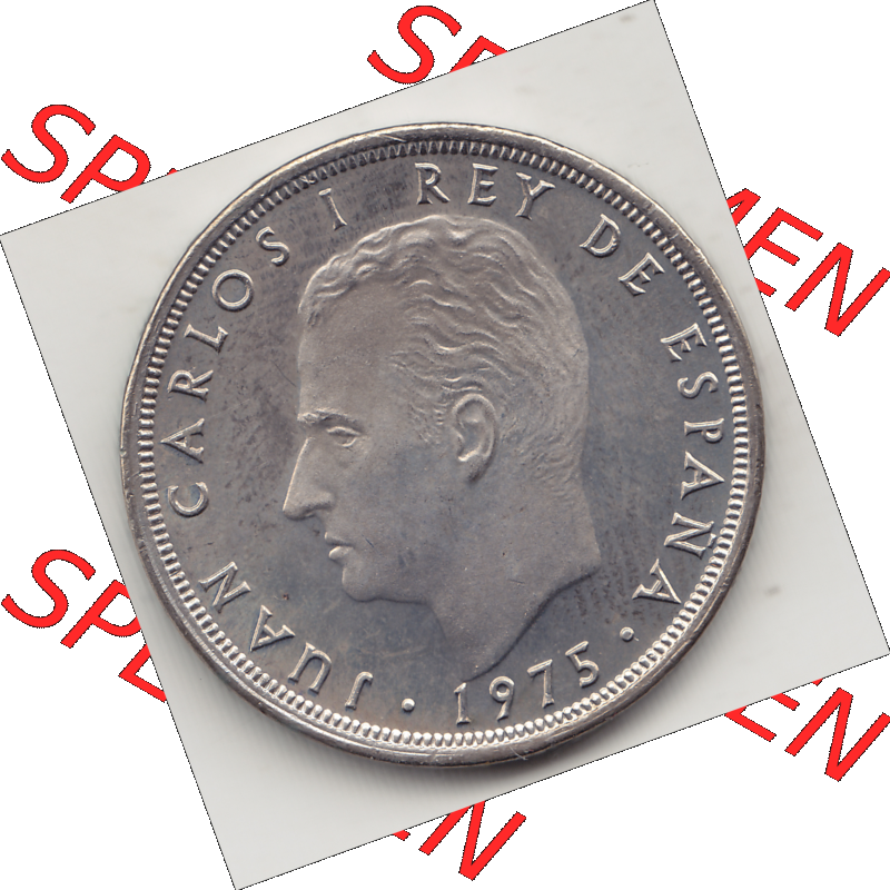 Münze Spanien / España Umlaufmünzen Sammlung in PNG 1975-1975, 25 Peseten 1975-1, JUAN CARLOS I REY DE ESPAÑA (1) - Digitales Münzen-Bildmaterial... Sammlung