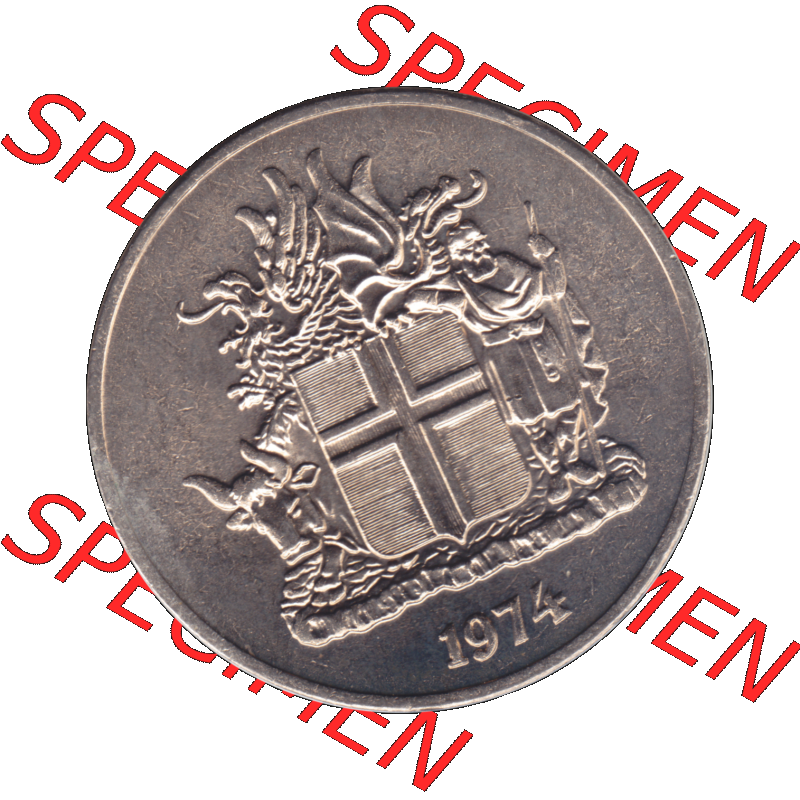 Alte Münze Island Umlaufmünze 1967-1980, 10 Krönur, Zehn Kronen 1974-01. Vorderseite der isländischen Münze. Umlaufmünze aus Island, zum katalogisieren... Sammlung