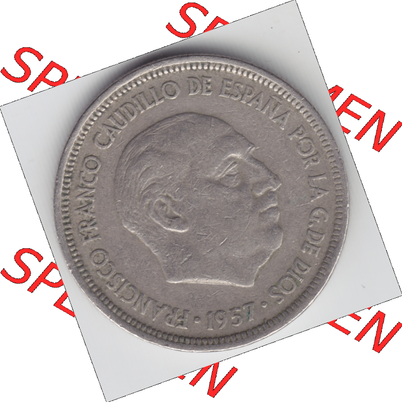 Münze Spanien / España Umlaufmünzen Sammlung in PNG 1957, 1957-1975, 5 PTAS, Peseten 1958 (2) - Digitales Münzen-Bildmaterial einer spanischen Münze... Sammlung