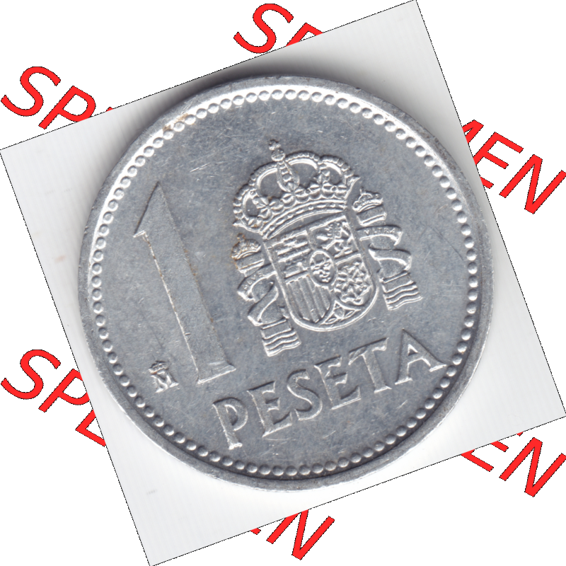 Münze Spanien / España Umlaufmünzen Sammlung in PNG 1982-1989, 1 Peseta, 1 Pesete 1987 (1) - Digitales Münzen-Bildmaterial einer spanischen Münze aus... Sammlung
