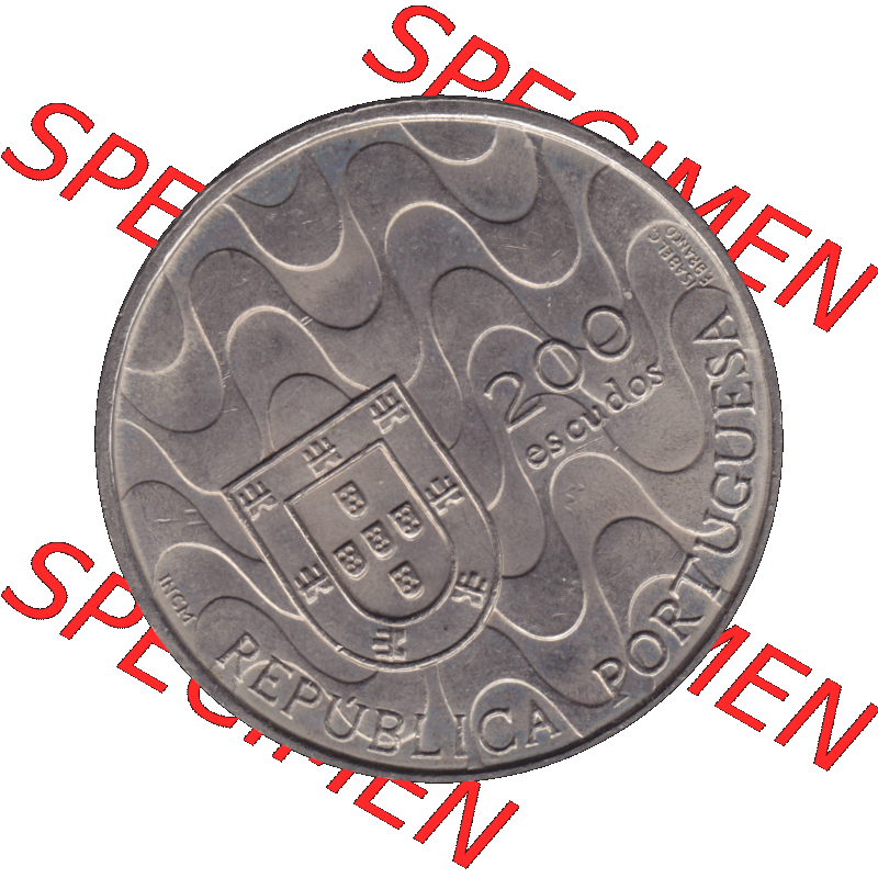 Alte Gedenkmünze aus Portugal als PNG-Grafik 1992, 200 Escudos, Presidencia da Comunidade Europeia. Vorderseite der 200 Escudo Gedenkmünze aus Portugal vor Einführung... Sammlung