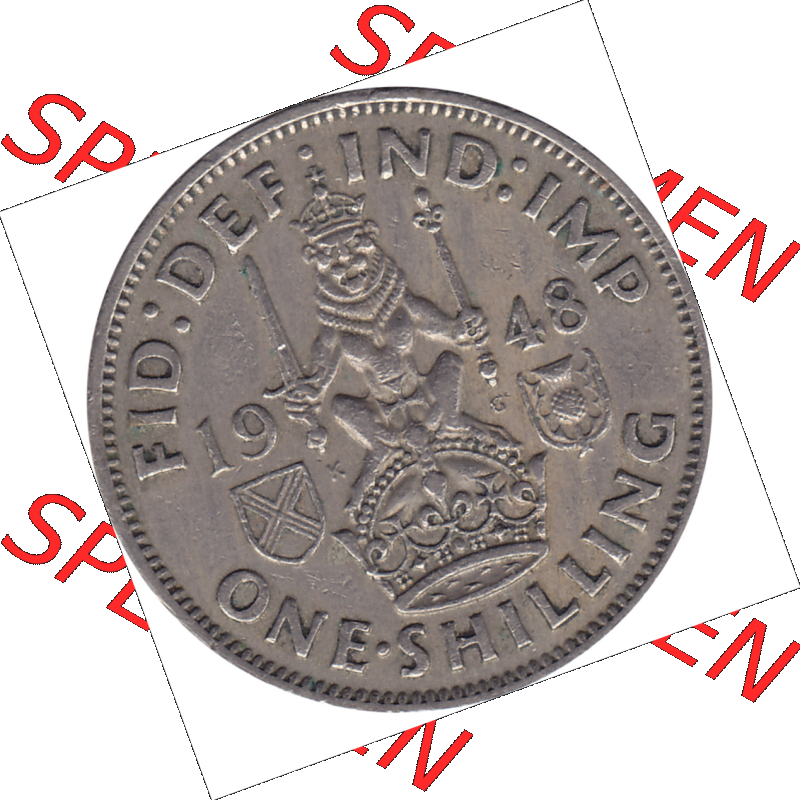 Münzen Großbritannien Umlaufmünzen Sammlung in PNG 1947-1948, 1 One Schilling - One Shilling, 1948-01 Sitzender gekrönter Löwe auf Krone (6) - Digitales... Sammlung