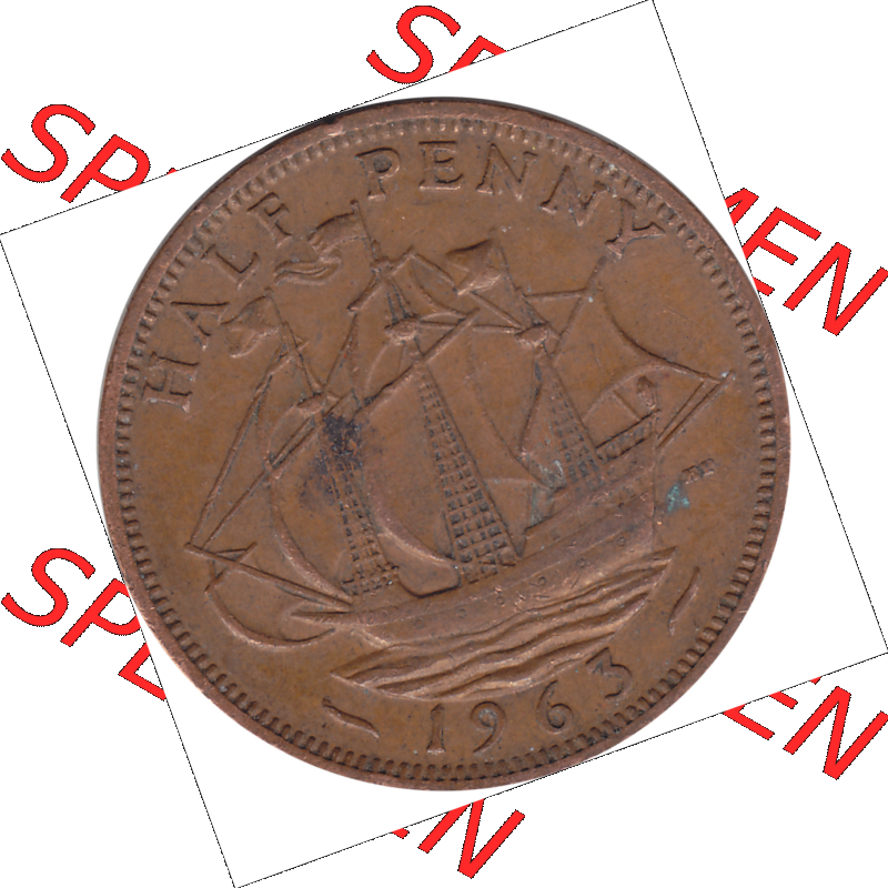 Münzen Großbritannien Umlaufmünzen Sammlung in PNG 1954-1970, Half Penny, Halber Pence 1963-02, Elisabeth II. (6) - Digitales Münzen-Bildmaterial... Sammlung