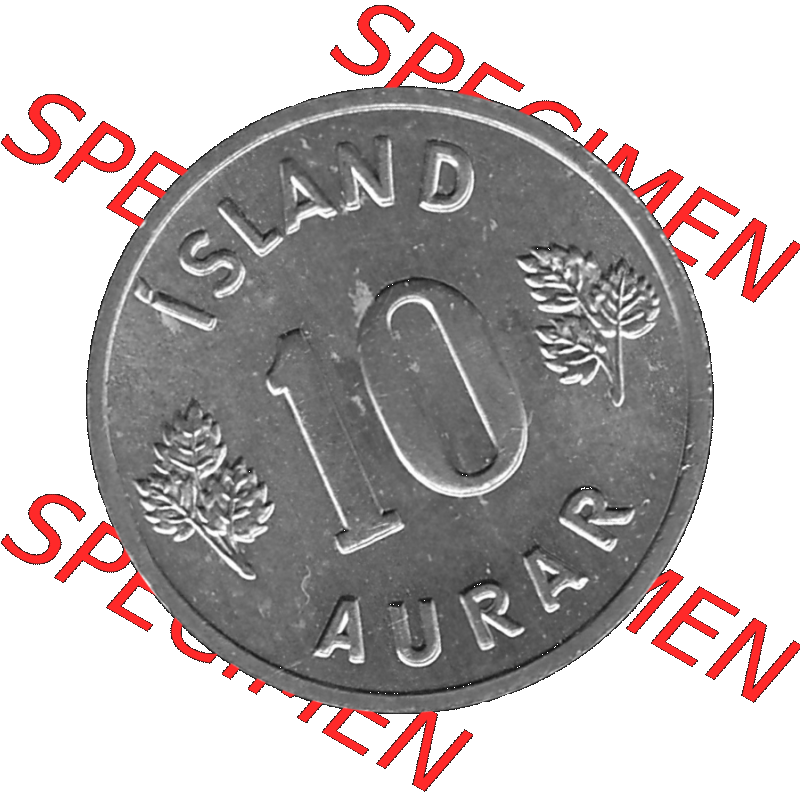 Alte Münze Island Umlaufmünze 1970-1974, 10 Aurar 1974-01, 10 Isländische Aurar Graustufen. Rückseite der Umlaufmünze in Graustufen Münze aus Island auf... Sammlung