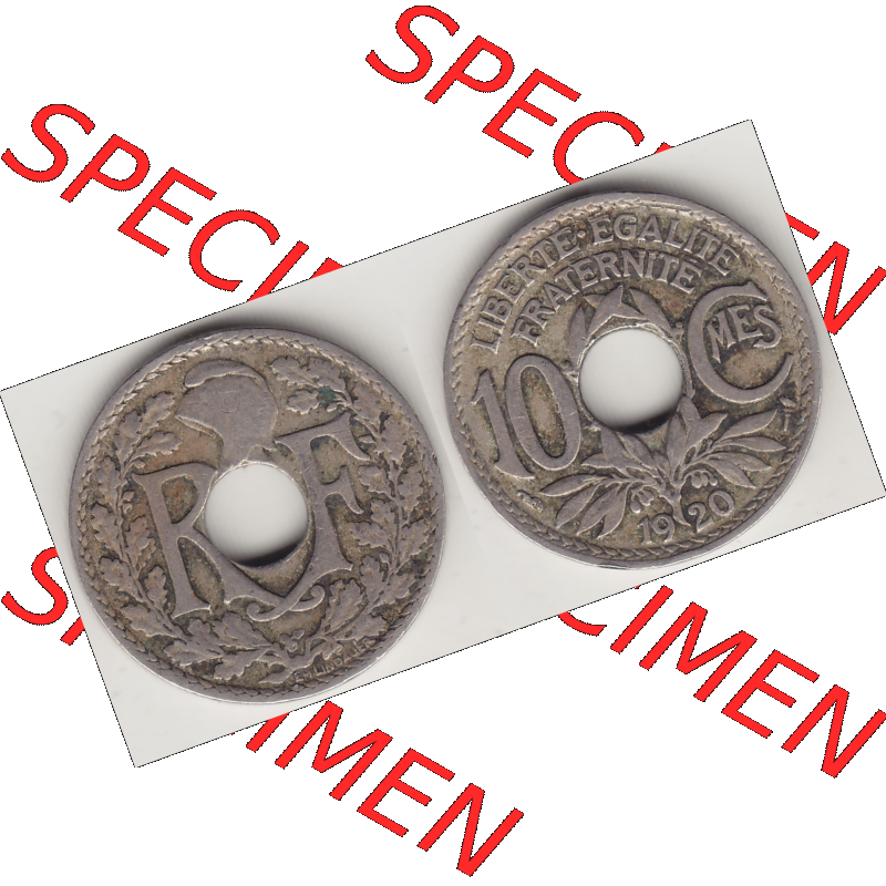Münze Frankreich Umlaufmünzen Sammlung in PNG 1917-1938, 10 Centimes - Cmes 1920 (3) - Digitales Münzen-Bildmaterial einer französischen Francs Münze aus Frankreich... Sammlung