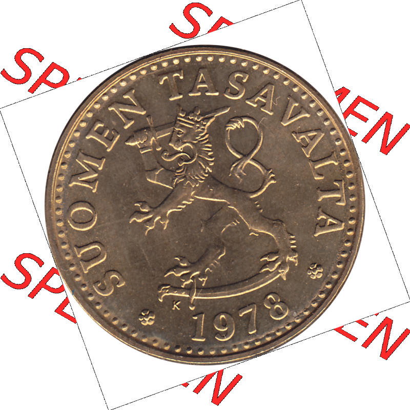 Münze Finnland / SUOMI Umlaufmünzen Sammlung in PNG 1963-1990, 20 Penny, 1978-1 (5) - Digital Münzen-Bildmaterial einer Münze aus Finnland in farbige mit einen... Sammlung