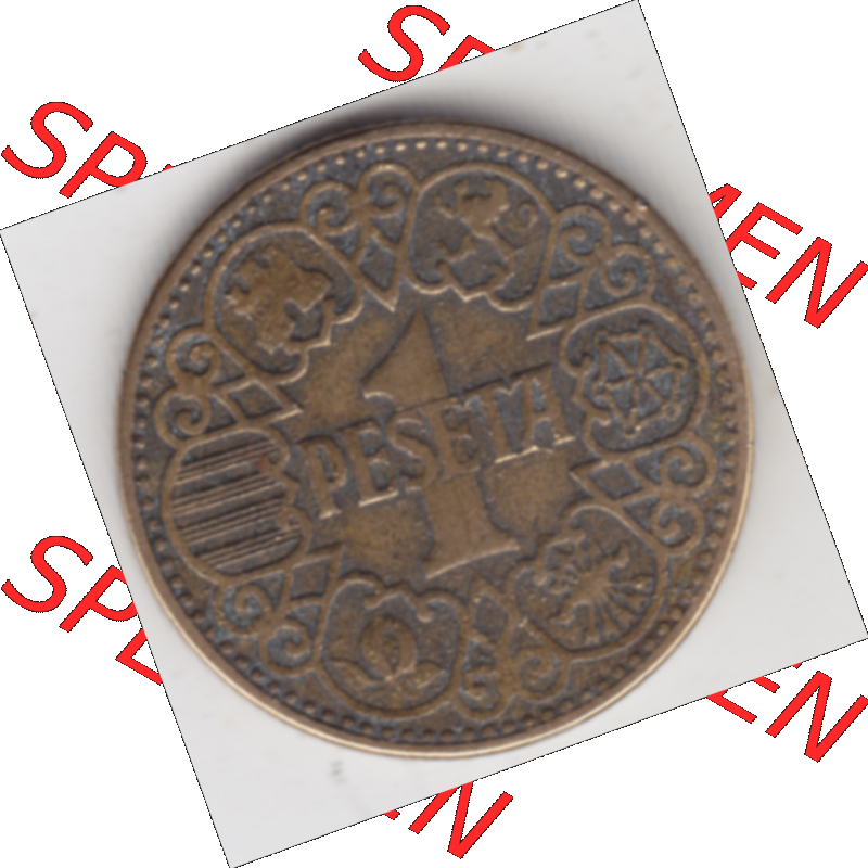 Münze Spanien / España Umlaufmünzen Sammlung in PNG 1944-1944, 1 Pesete 1944 (1) - Digitales Münzen-Bildmaterial einer spanischen Münze aus Spanien in farbige... Sammlung