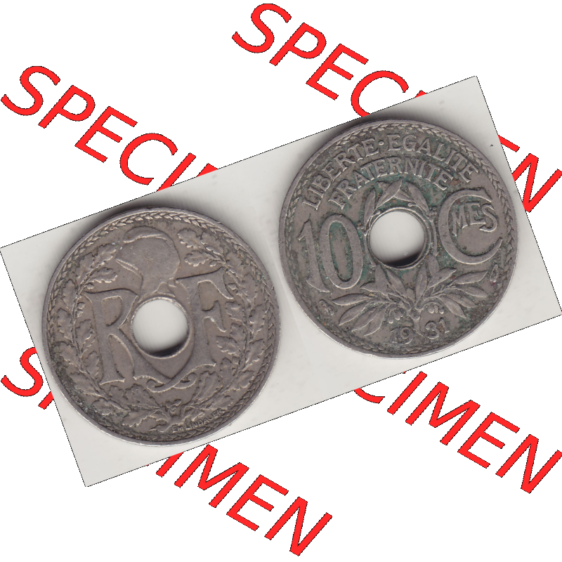 Münze Frankreich Umlaufmünzen Sammlung in PNG 1917-1938, 10 Centimes, RF - Frankreich 10 CMES EGALITÉ FRATERNITÉ LIBERTÉ 1931-2 (3) - Digitales Münzen-Bildmaterial... Sammlung