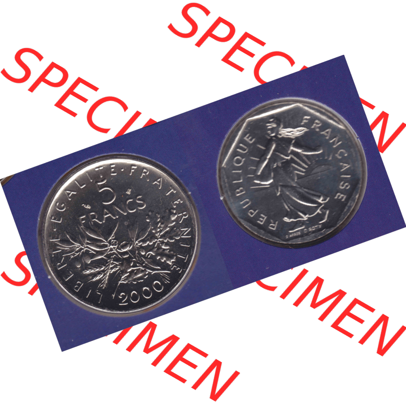 Münze Frankreich aus KMS Umlaufmünzen Sammlung in PNG 2000, 5 Francs (3) - Digitales Münzen-Bildmaterial einer französischen Francs Münze aus Frankreich aus KMS... Sammlung