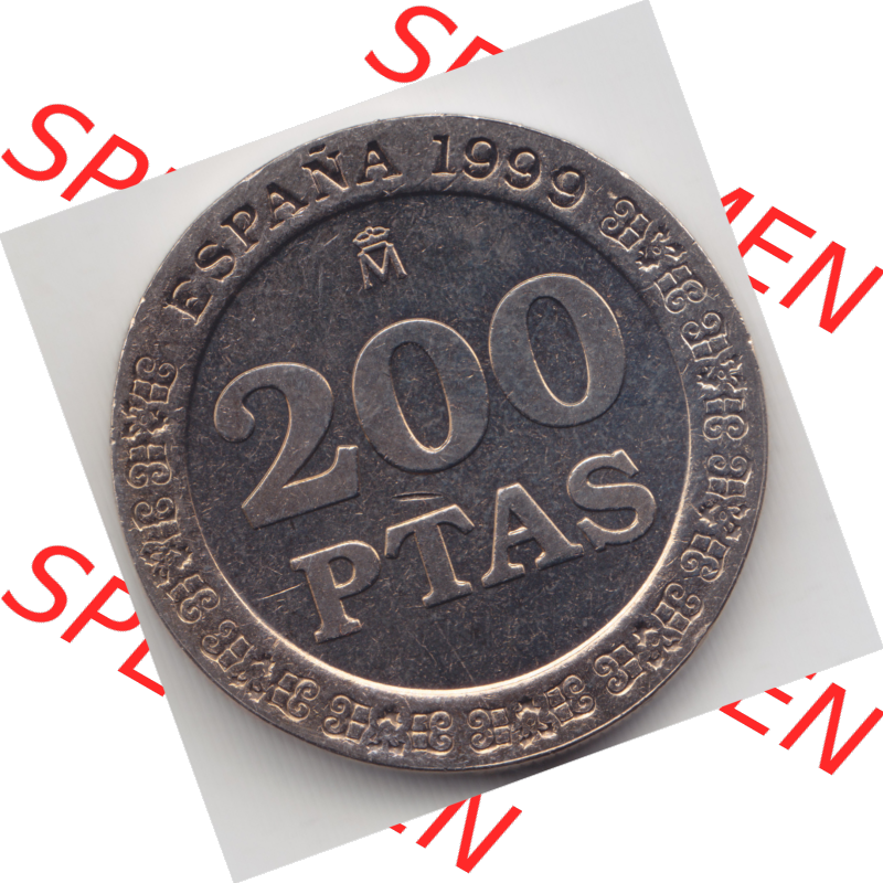 Münze Spanien / España Umlaufmünzen Sammlung in PNG 1998-2000, 200 PTAS, Peseten (1) - Digitales Münzen-Bildmaterial einer spanischen Münze aus Spanien... Sammlung