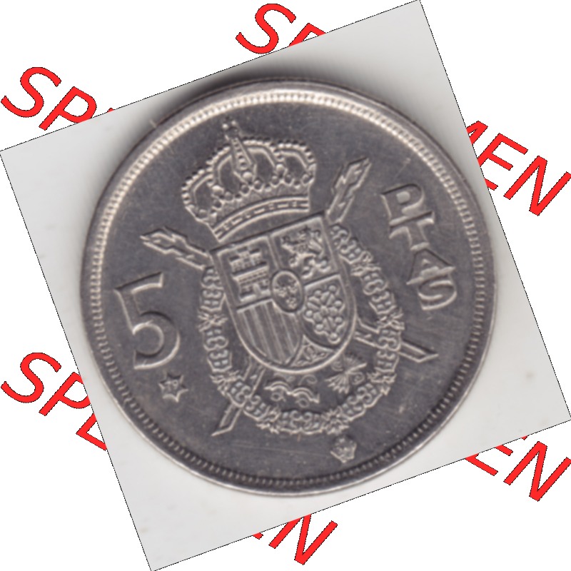 Münze Spanien / España Umlaufmünzen Sammlung in PNG 1975-1975, 5 Peseten 1979 (1) - Digitales Münzen-Bildmaterial einer spanischen Münze aus Spanien in farbige... Sammlung
