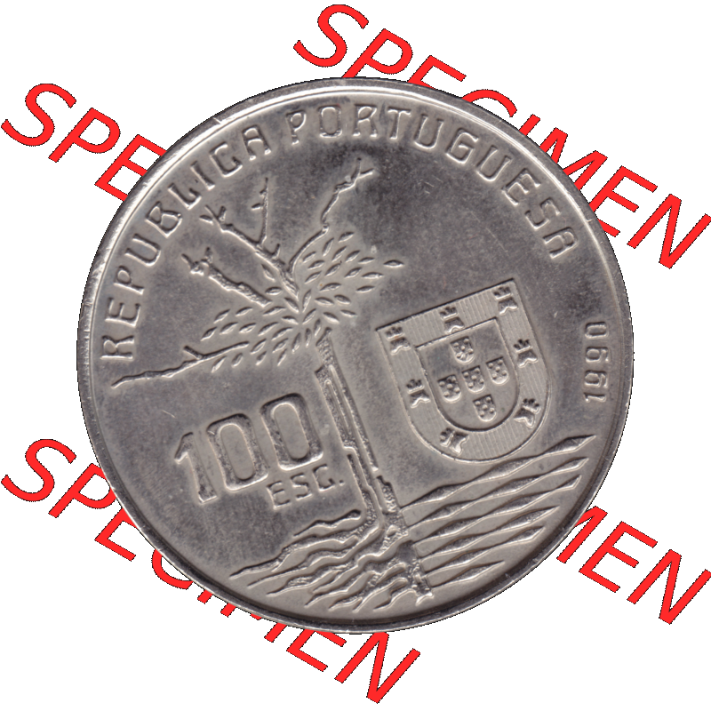 Alte Gedenkmünze aus Portugal als PNG-Grafik 1990, 100 Escudos, Camilo Castelo Braiico. Vorderseite der Gedenkmünze aus Portugal zum katalogisieren im Münzen-Katalog und... Sammlung