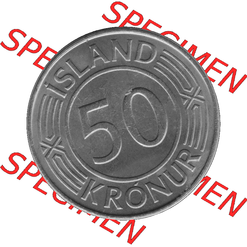 Alte Münze Island Umlaufmünze 1970-1980, 50 Krönur, Fünfzig Kronen 1976-01 Graustufen. Rückseite der Umlaufmünze in Graustufen Münze aus Island auf... Sammlung
