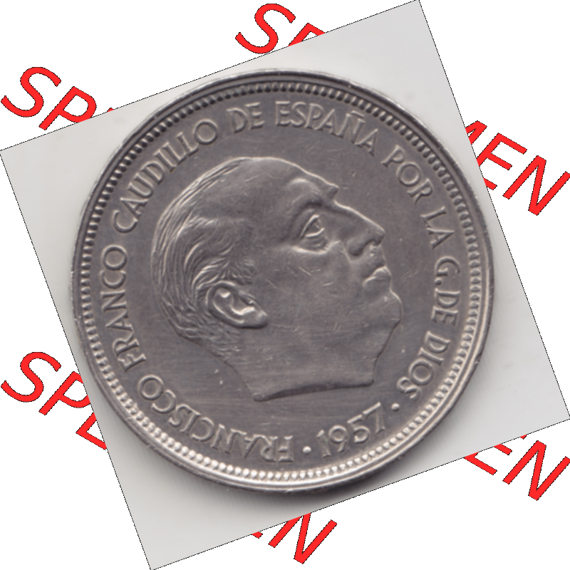 Münze Spanien / España Umlaufmünzen Sammlung in PNG 1957-1957, 50 Peseten (2) - Digitales Münzen-Bildmaterial einer spanischen Münze aus Spanien in farbige... Sammlung