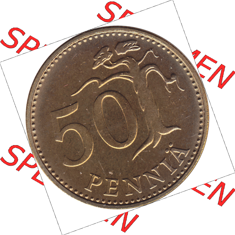 Münze Finnland / SUOMI Umlaufmünzen Sammlung in PNG 1963-1990, 50 Penny Fünfzig Penniä 1980-01, SUOMEN TASAVALTA (6) - Digital Münzen-Bildmaterial einer... Sammlung