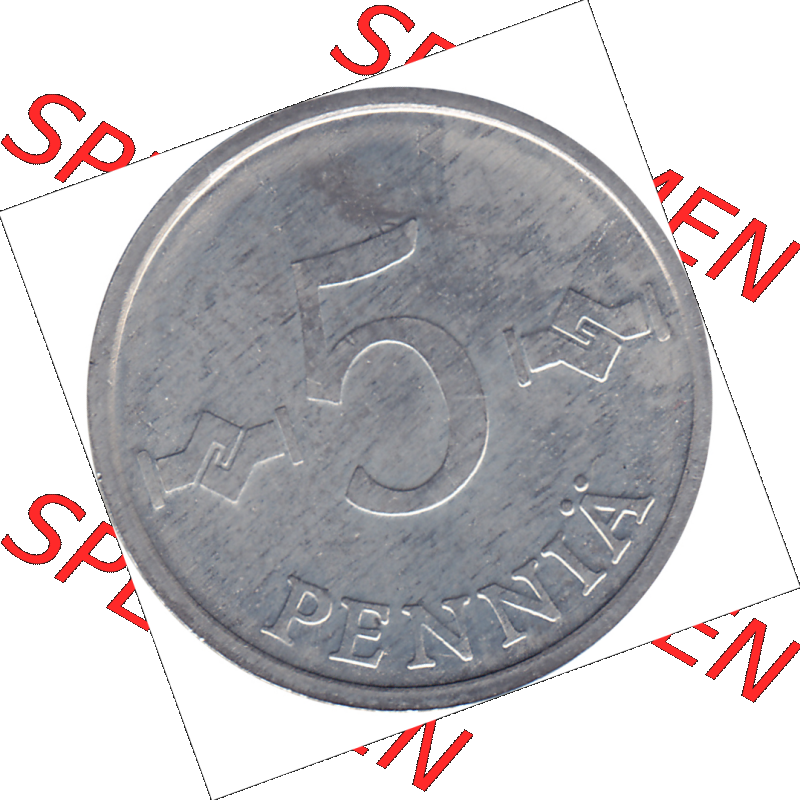 Münze Finnland / SUOMI Umlaufmünzen Sammlung in PNG 1977-1990, 5 Penny, 1978-1 (6) - Digital Münzen-Bildmaterial einer Münze aus Finnland in farbige mit einen... Sammlung