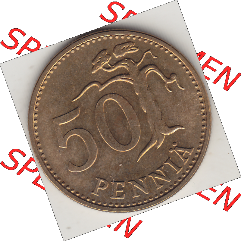 Münze Finnland / SUOMI Umlaufmünzen Sammlung in PNG 1963-1990, 50 Penny 1978-1 (2) - Digital Münzen-Bildmaterial einer Münze aus Finnland in farbige mit einen Scanner... Sammlung