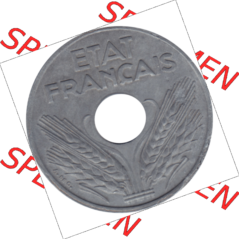 Münze Frankreich Umlaufmünzen Sammlung in PNG 1941-1943, 10 Centimes, Etat Francais 1943-01 (6) - Digitales Münzen-Bildmaterial einer französischen Francs Münze... Sammlung