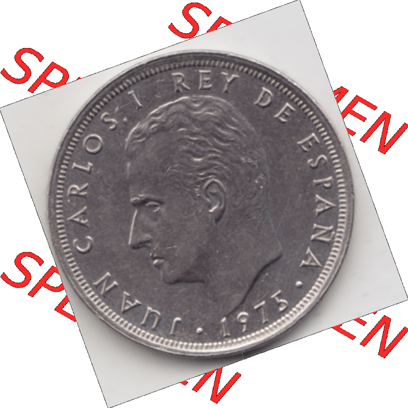 Münze Spanien / España Umlaufmünzen Sammlung in PNG 1975-1975, 25 Peseten (2) - Digitales Münzen-Bildmaterial einer spanischen Münze aus Spanien in farbige... Sammlung