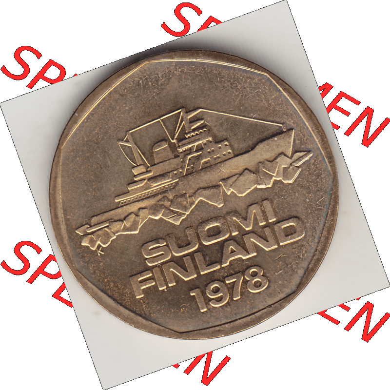 Münze Finnland / SUOMI Umlaufmünzen Sammlung in PNG 1972-1978, 5 finnische Mark, Markkaa, 1978-1 (1) - Digital Münzen-Bildmaterial einer Münze aus Finnland... Sammlung