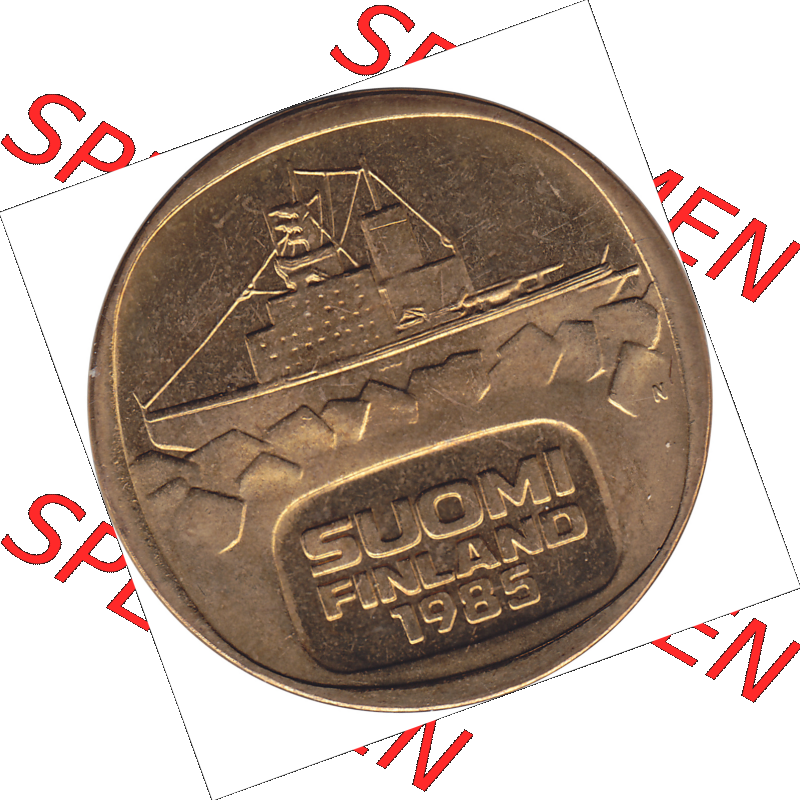 Münze Finnland / SUOMI Umlaufmünzen Sammlung in PNG 1979-1993, 5 Markkaa Fünf finnische Mark 1985-01, Suomi Finland (5) - Digital Münzen-Bildmaterial einer... Sammlung