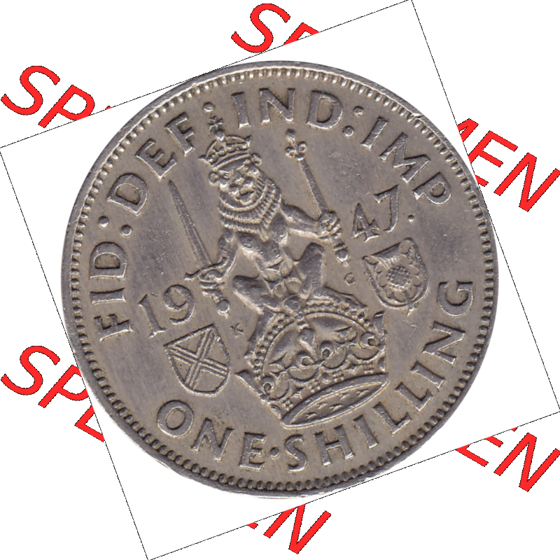 Münzen Großbritannien Umlaufmünzen Sammlung in PNG 1947-1948, 1 One Schilling - One Shilling, 1947-01 Sitzender gekrönter Löwe auf Krone (6) - Digitales... Sammlung