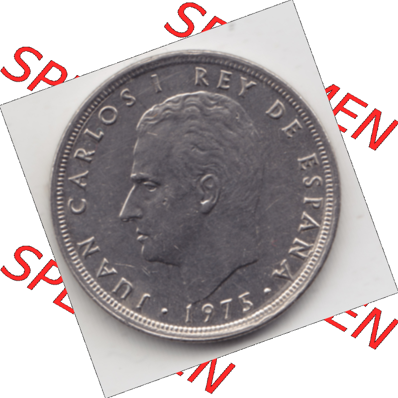 Münze Spanien / España Umlaufmünzen Sammlung in PNG 1975-1975, 5 Peseten (2) - Digitales Münzen-Bildmaterial einer spanischen Münze aus Spanien in farbige... Sammlung