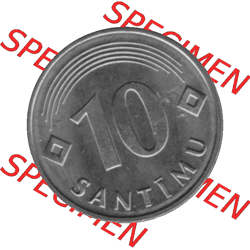 Alte Münze Lettland Umlaufmünze 1992-2008, 10 Santimu 1992-01, VS Staatswappen, RS. Wert-Zahl Graustufen. Rückseite mit Motiv der Umlaufmünze in Graustufen... Sammlung
