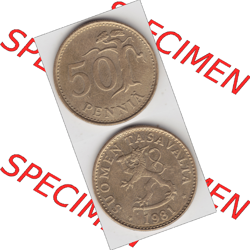 Münze Finnland / SUOMI Umlaufmünzen Sammlung in PNG 1963-1990, 50 Penniä 1981 (4) - Digital Münzen-Bildmaterial einer Münze aus Finnland in farbige mit einen... Sammlung