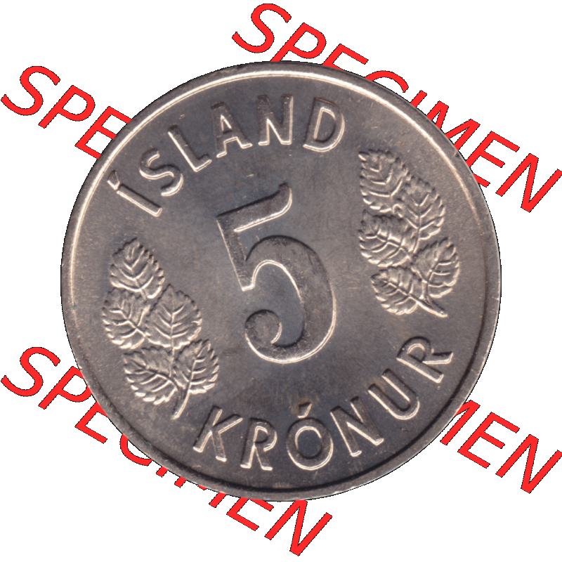 Alte Münze Island Umlaufmünze 1969-1980, 5 Kronur, Fünf Kronen 1973-01. Rückseite der alten Münze, Umlaufmünze aus Island, Münze zum katalogisieren... Sammlung