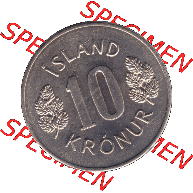 Alte Münze Island Umlaufmünze 1967-1980, 10 Krönur, Zehn Kronen 1974-01. Rückseite der alten Münze, Umlaufmünze aus Island, Münze zum katalogisieren... Sammlung