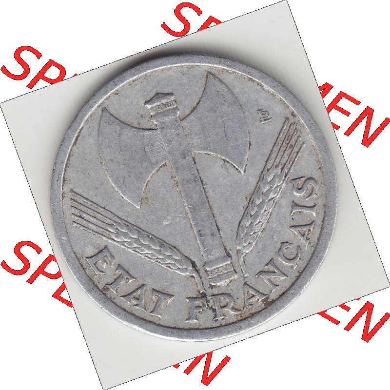 Münze Frankreich Umlaufmünzen Sammlung in PNG 1942-1944, 1 Franken - Francs 1943-2 (1) - Digitales Münzen-Bildmaterial einer französischen Francs Münze aus Frankreich... Sammlung