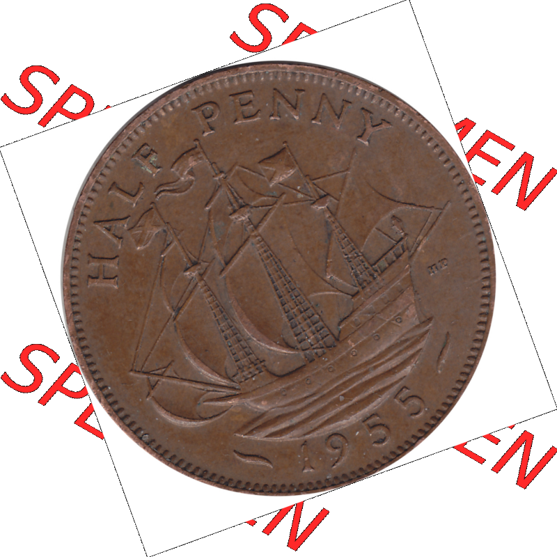 Münzen Großbritannien Umlaufmünzen Sammlung in PNG 1954-1970, Half Penny, Halber Pence 1955-01, Elisabeth II. (6) - Digitales Münzen-Bildmaterial... Sammlung