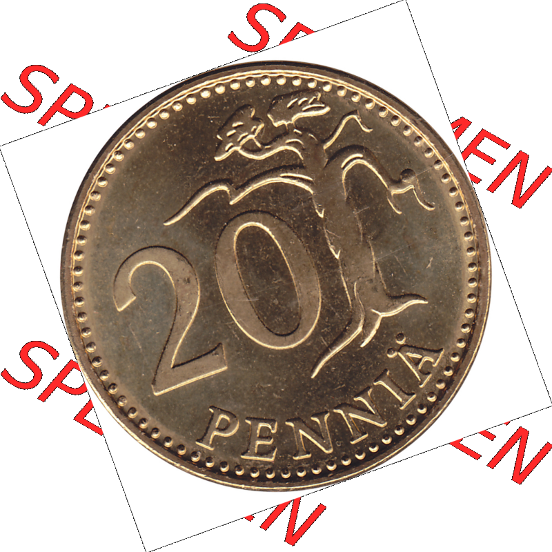 Münze Finnland / SUOMI Umlaufmünzen Sammlung in PNG 1963-1990, 20 Penny Penniä 1985-01, SUOMEN TASAVALTA (6) - Digital Münzen-Bildmaterial einer Münze... Sammlung