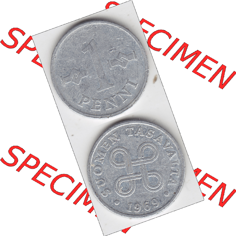 Münze Finnland / SUOMI Umlaufmünzen Sammlung in PNG 1969-1979, 1 Penni 1969 (4) - Digital Münzen-Bildmaterial einer Münze aus Finnland in farbige mit einen Scanner... Sammlung