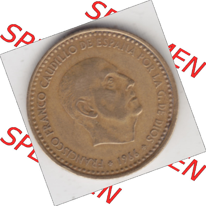 Münze Spanien / España Umlaufmünzen Sammlung in PNG 1966-1966, 1 Pesete (2) - Digitales Münzen-Bildmaterial einer spanischen Münze aus Spanien in farbige... Sammlung